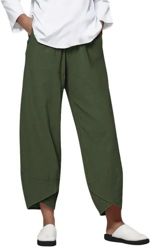 Cotton Linen Pants Women Casual Pant Lightweight Summer Elastic Waist Plus Size Lounge Long Trousers