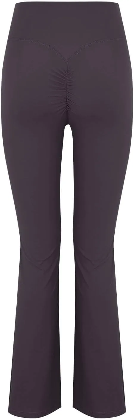 CRNTCEM Slim Fit Yoga Flared Pants for Women High Waist Pull On Wide Leg Bottom Leggings Tummy Control Work Bootcut Trousers