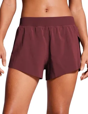 CRZ YOGA Athletic Running Shorts for Women V Split Low Waisted Lightweight Gym Workout Athletic Shorts with Liner