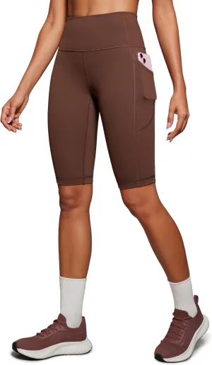 CRZ YOGA Women's Naked Feeling Long Biker Shorts - 10'' High Waisted Workout Gym Running Spandex Shorts Side Pockets