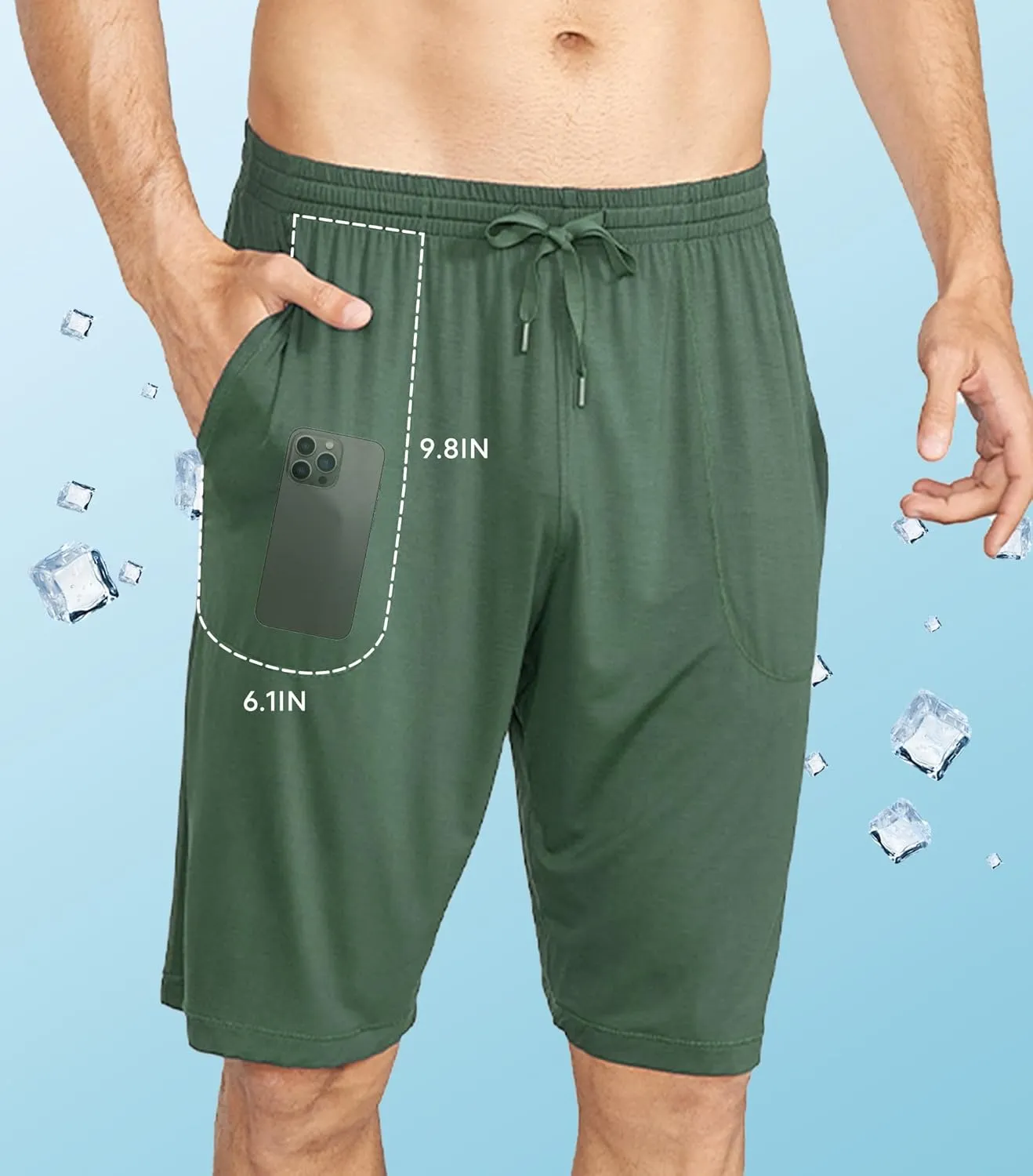 DAVID ARCHY Mens Pajama Shorts Bamboo Rayon Sleep Shorts Soft Comfy Breathable Lounge Pants with Pockets 2 Pack