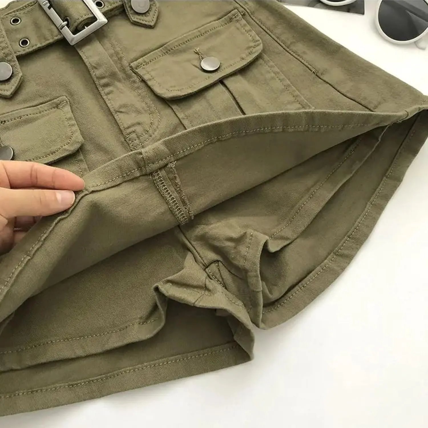 Dawery Fake 2 pcs Skirts Shorts Women Autumn and Winter High-Waisted Y2K A-line Belt Shorts Women's Outwear Cargo Pants