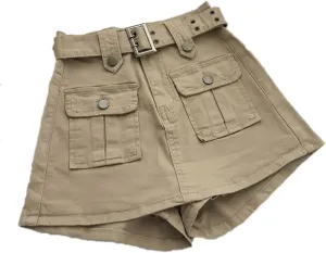 Dawery Fake 2 pcs Skirts Shorts Women Autumn and Winter High-Waisted Y2K A-line Belt Shorts Women's Outwear Cargo Pants