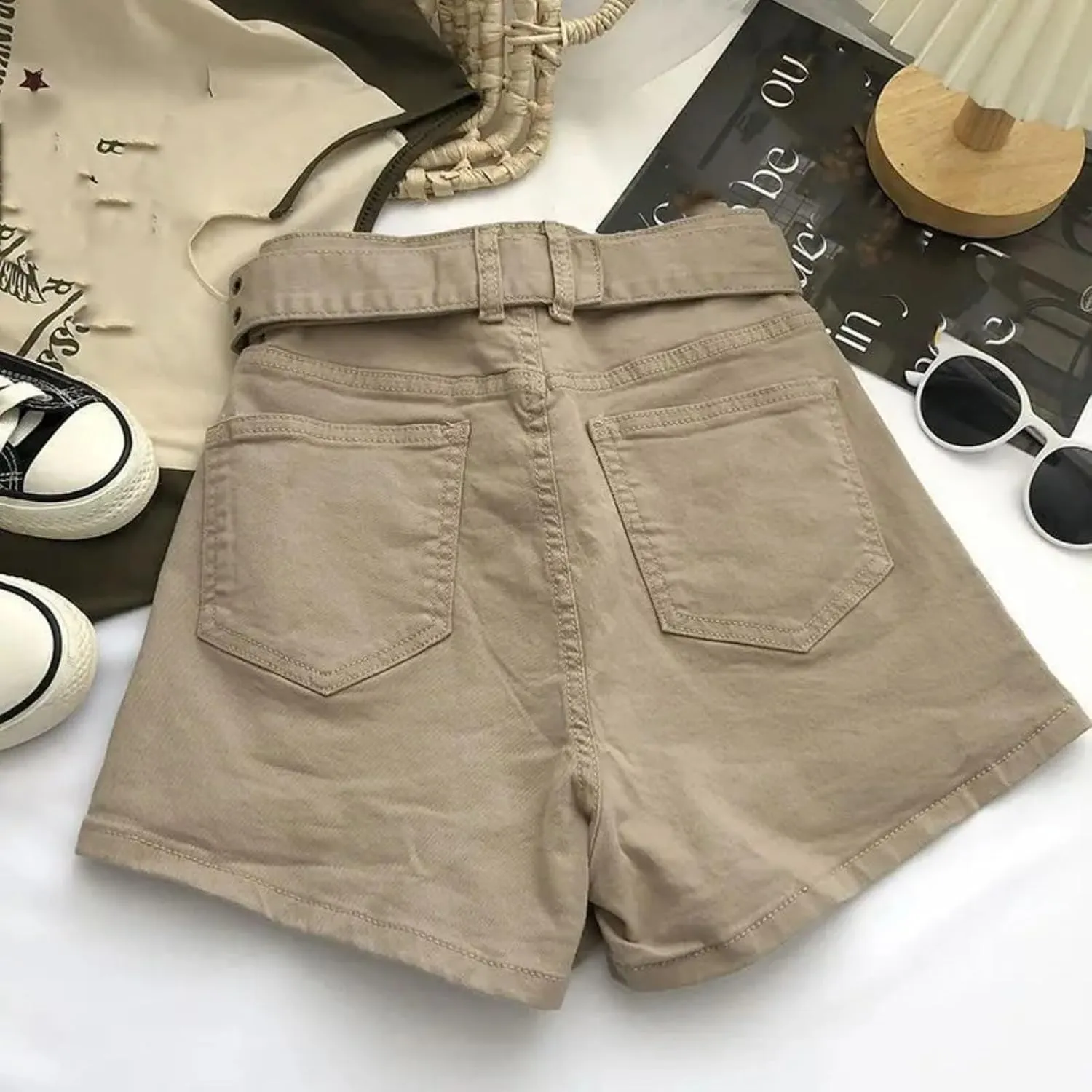 Dawery Fake 2 pcs Skirts Shorts Women Autumn and Winter High-Waisted Y2K A-line Belt Shorts Women's Outwear Cargo Pants