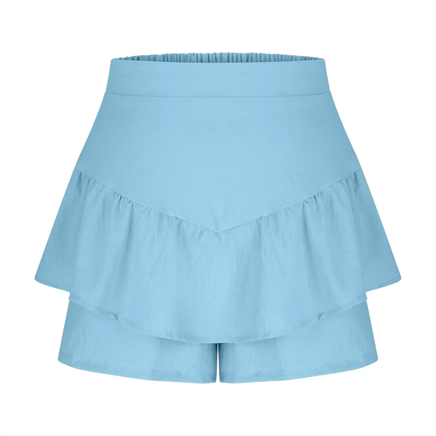 DDAPJ pyju Ruffle Shorts for Women 2025 Trendy Casual Mini Skirt Wide Leg High Waisted Shorts Flowy Skort for Summer