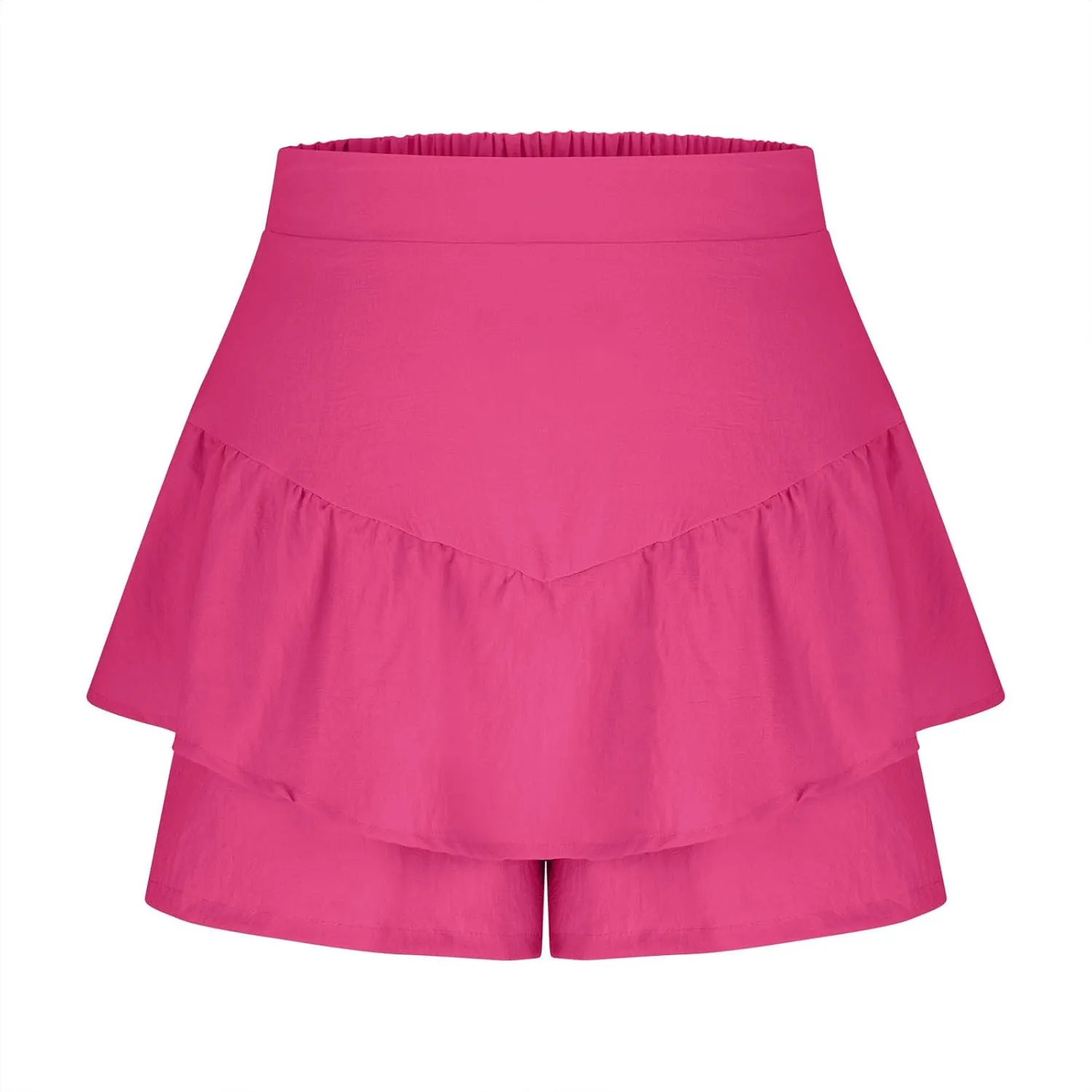 DDAPJ pyju Ruffle Shorts for Women 2025 Trendy Casual Mini Skirt Wide Leg High Waisted Shorts Flowy Skort for Summer