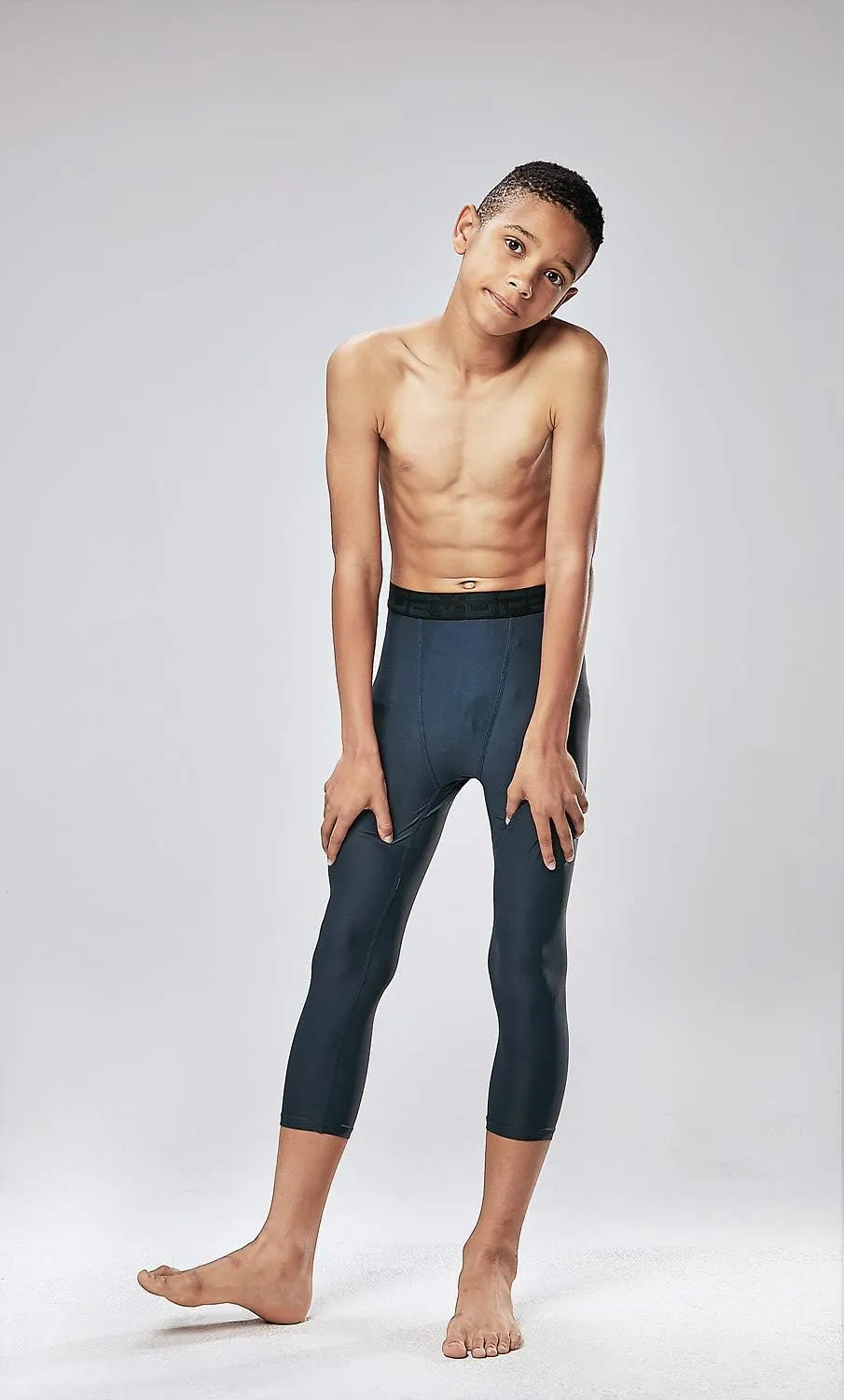 DEVOPS Boys 2-Pack 3/4 Compression Tights Sport Leggings Pants
