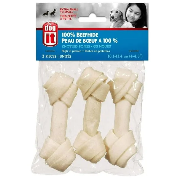 Dogit White Beefhide Knotted Bones for Dogs