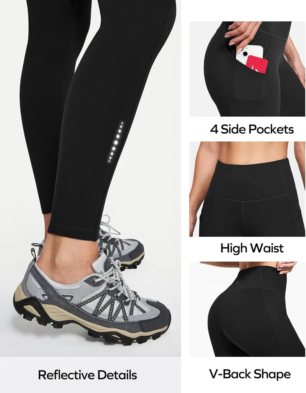 Ewedoos Womens Fleece Lined Leggings Water-Resistant Thermal Winter Fleece Leggings for Women with Pockets Ski Hiking