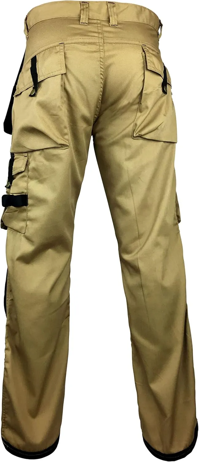 FASHIO FF Men's Cordura Work Pants Tactical Trousers with Utility Tool Pockets Heavy Duty Reinforced Carpenter Safety Pants
