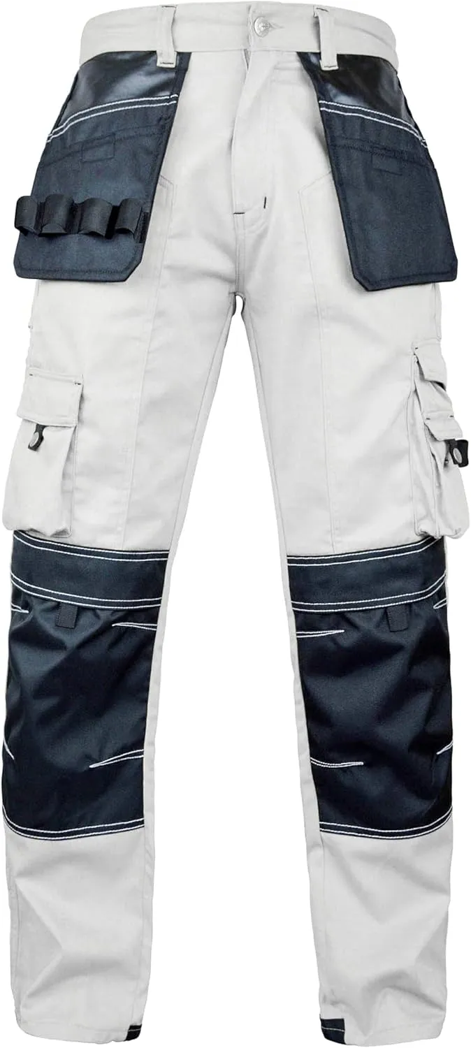 FASHIO FF Men's Cordura Work Pants Tactical Trousers with Utility Tool Pockets Heavy Duty Reinforced Carpenter Safety Pants
