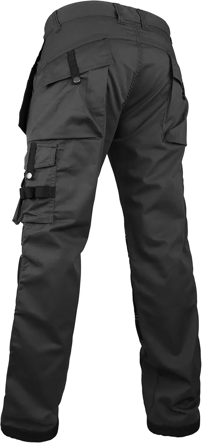 FASHIO FF Men's Cordura Work Pants Tactical Trousers with Utility Tool Pockets Heavy Duty Reinforced Carpenter Safety Pants