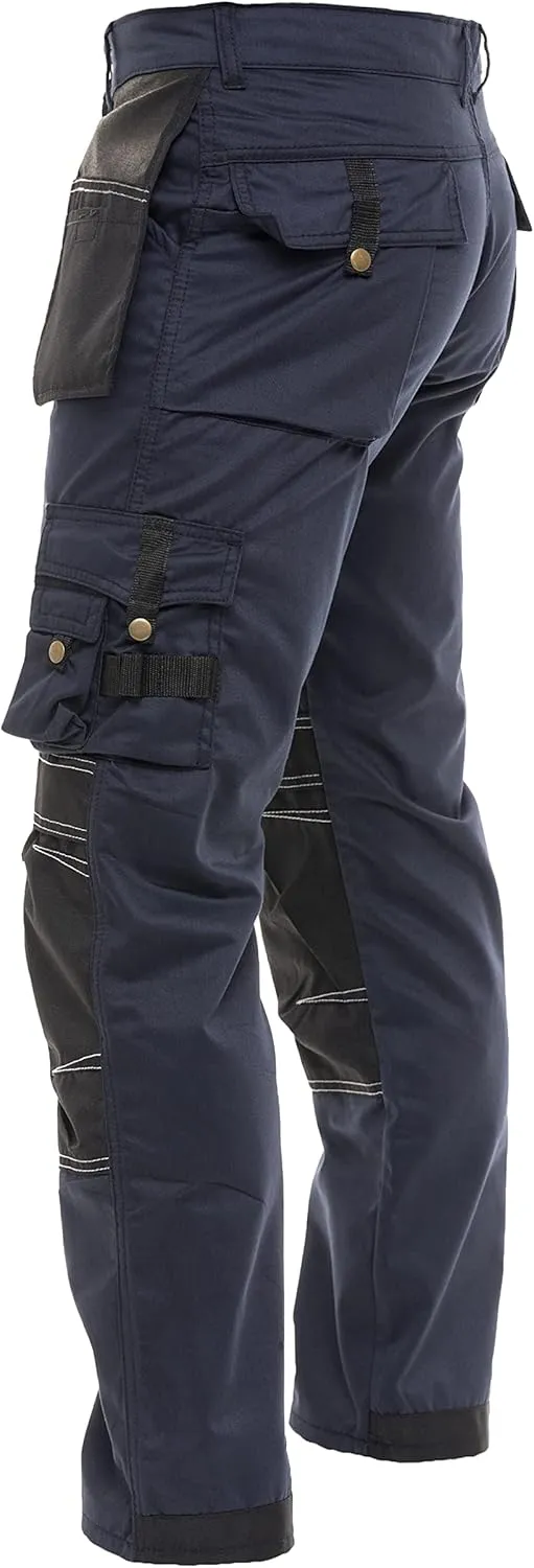 FASHIO FF Men's Cordura Work Pants Tactical Trousers with Utility Tool Pockets Heavy Duty Reinforced Carpenter Safety Pants