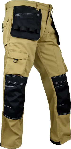 FASHIO FF Men's Cordura Work Pants Tactical Trousers with Utility Tool Pockets Heavy Duty Reinforced Carpenter Safety Pants