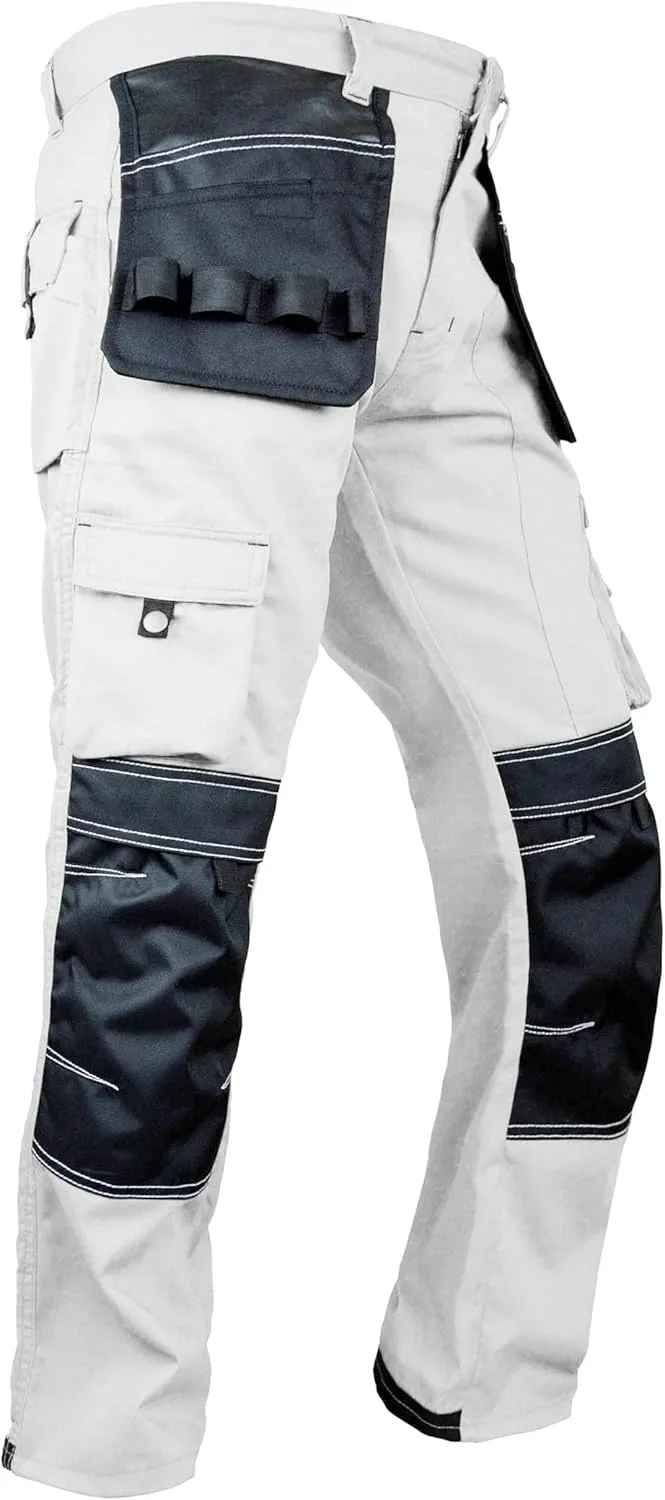 FASHIO FF Men's Cordura Work Pants Tactical Trousers with Utility Tool Pockets Heavy Duty Reinforced Carpenter Safety Pants