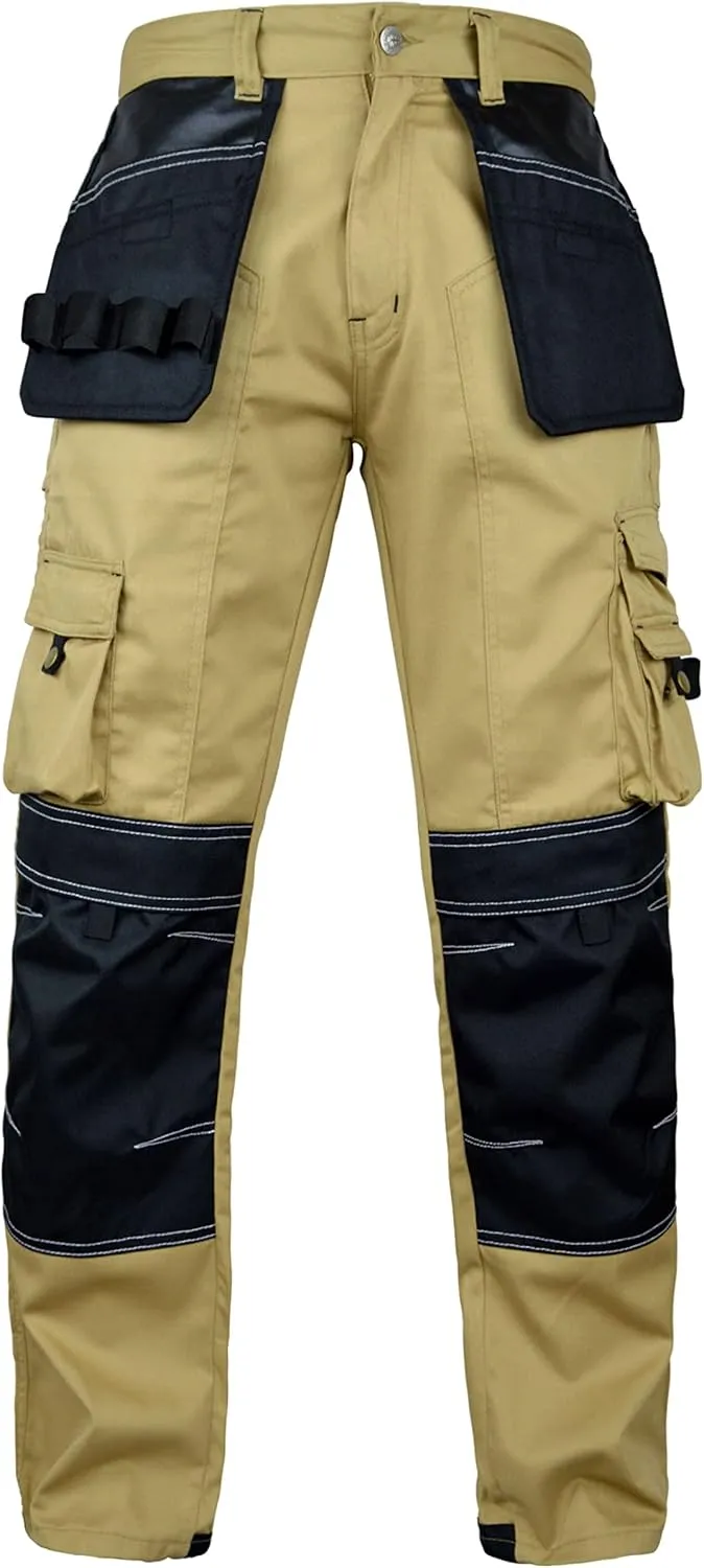 FASHIO FF Men's Cordura Work Pants Tactical Trousers with Utility Tool Pockets Heavy Duty Reinforced Carpenter Safety Pants