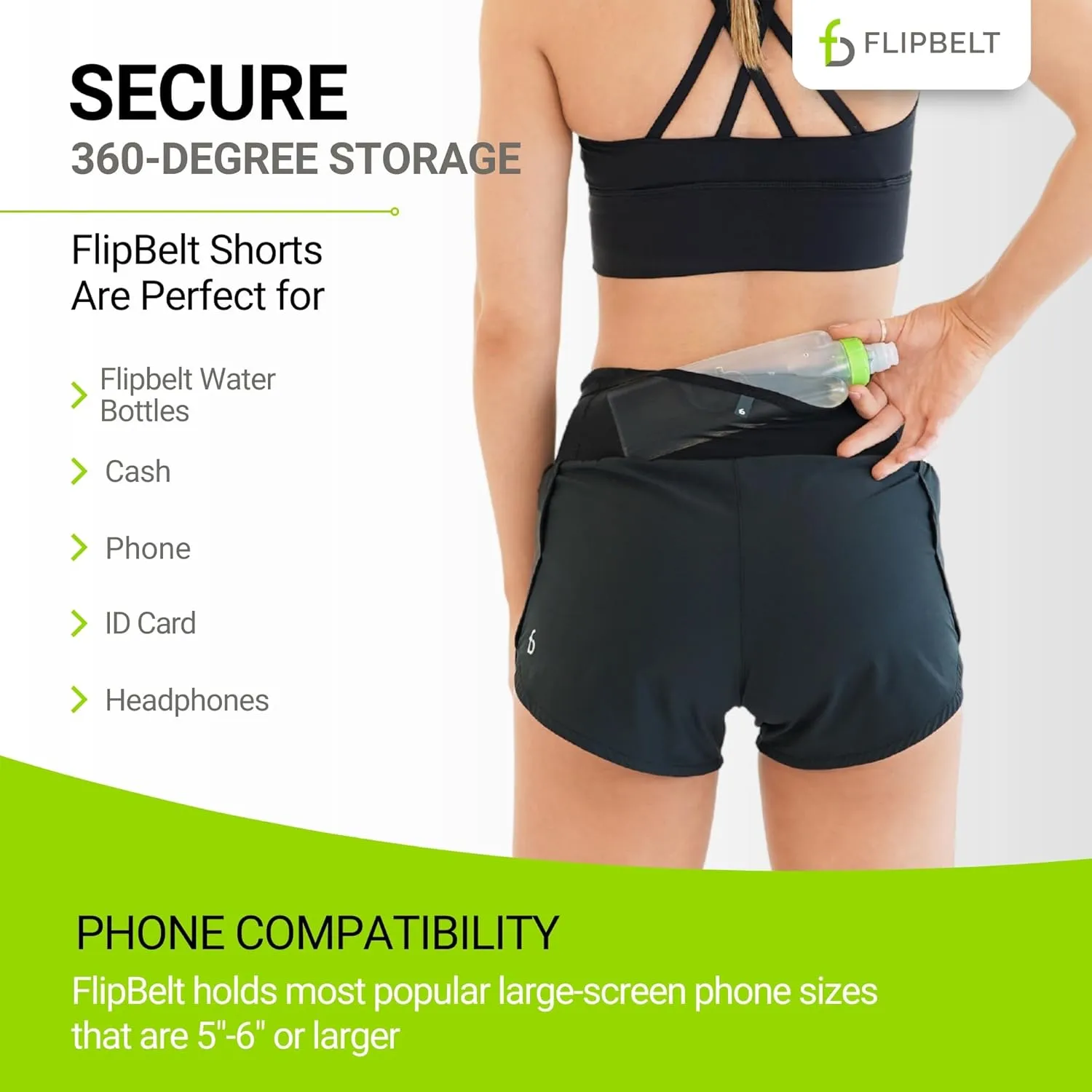 FlipBelt High Waisted Quick-Dry Air Running Shorts Workout Sport Layer Active Shorts with Pockets and Built in Running Belt