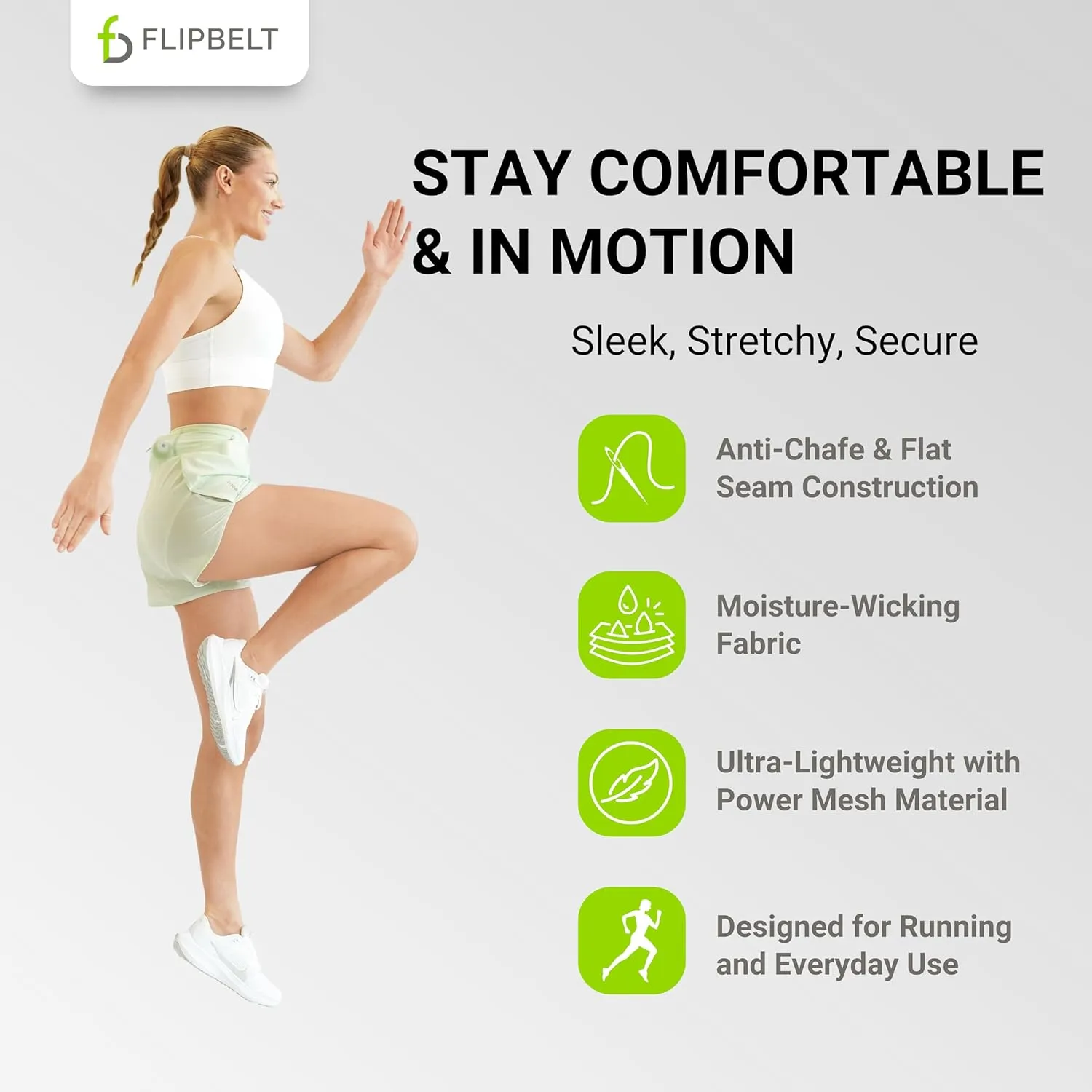 FlipBelt High Waisted Quick-Dry Air Running Shorts Workout Sport Layer Active Shorts with Pockets and Built in Running Belt