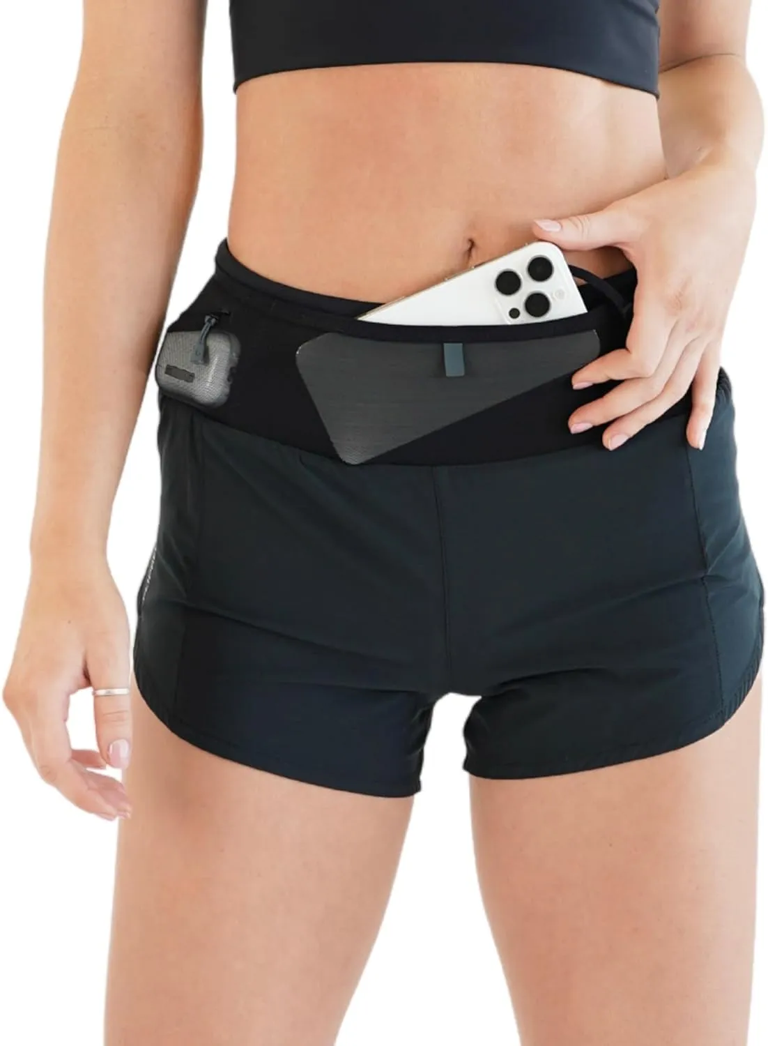 FlipBelt High Waisted Quick-Dry Air Running Shorts Workout Sport Layer Active Shorts with Pockets and Built in Running Belt