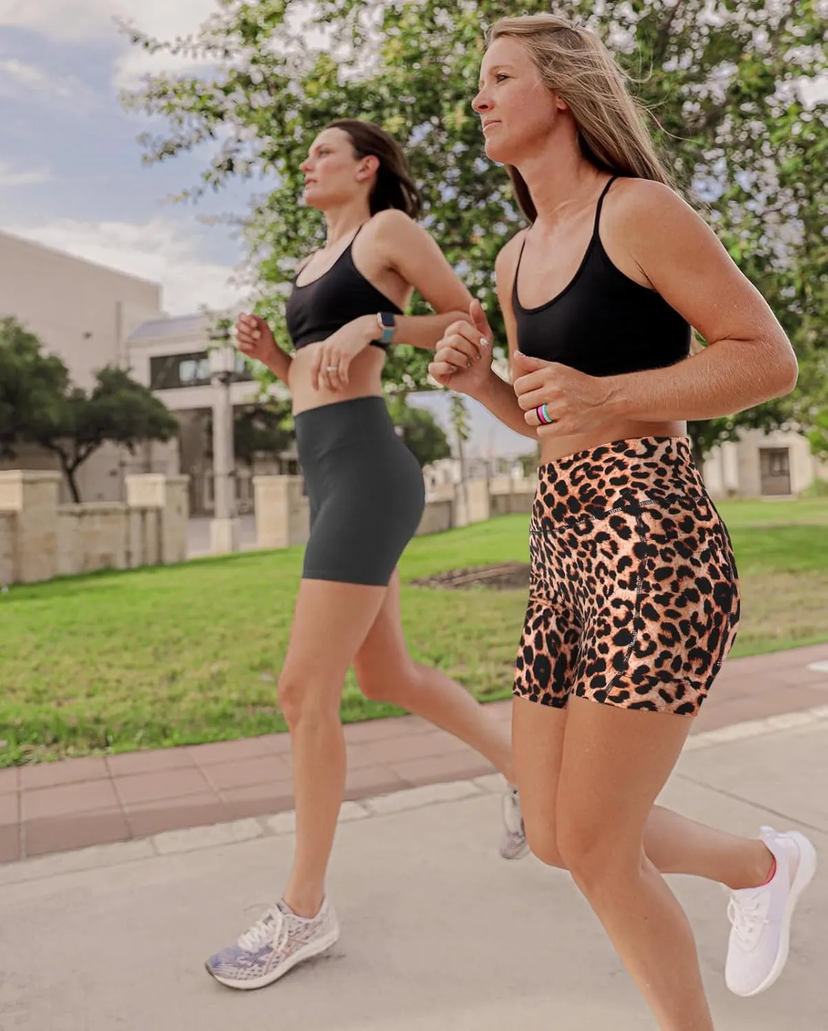 FULLSOFT 4 Pack Biker Shorts for Women with Pockets  5" High Waisted Tummy Control Workout Yoga Running Gym Tennis Shorts