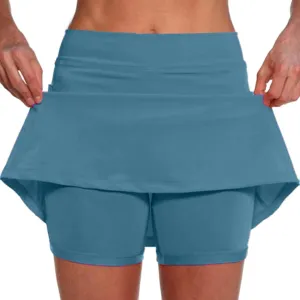 FZVYD Plus Size Skorts for Women Tummy Control High Waisted Athletic Tennis Golf Skirts with Shorts Pockets Biker Shorts 2024
