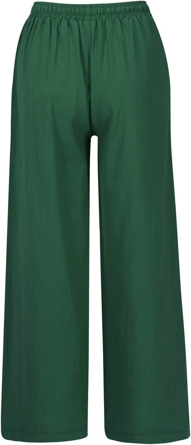 FZYLQY Cotton Linen Pants for Women 2025 Wide Leg Trousers Loose Fit Elastic Waist Casual Summer Lounge Palazzo Pants