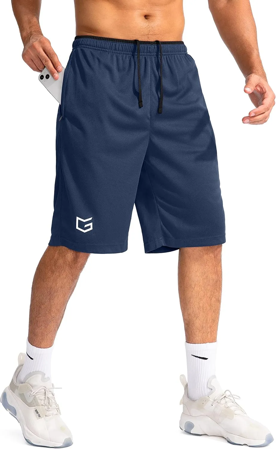 G Gradual Men's Basketball Shorts with Zipper Pockets Lightweight Quick Dry 11" Long Shorts for Men Athletic Gym