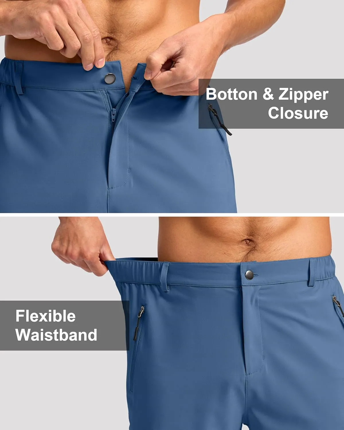 G Gradual Mens Hiking Cargo Shorts with 4 Zipper Pockets 9" Quick Dry Lightweight Casual Work Shorts for Men Golf Fishing