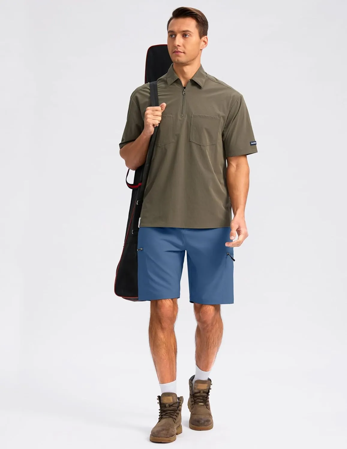 G Gradual Mens Hiking Cargo Shorts with 4 Zipper Pockets 9" Quick Dry Lightweight Casual Work Shorts for Men Golf Fishing