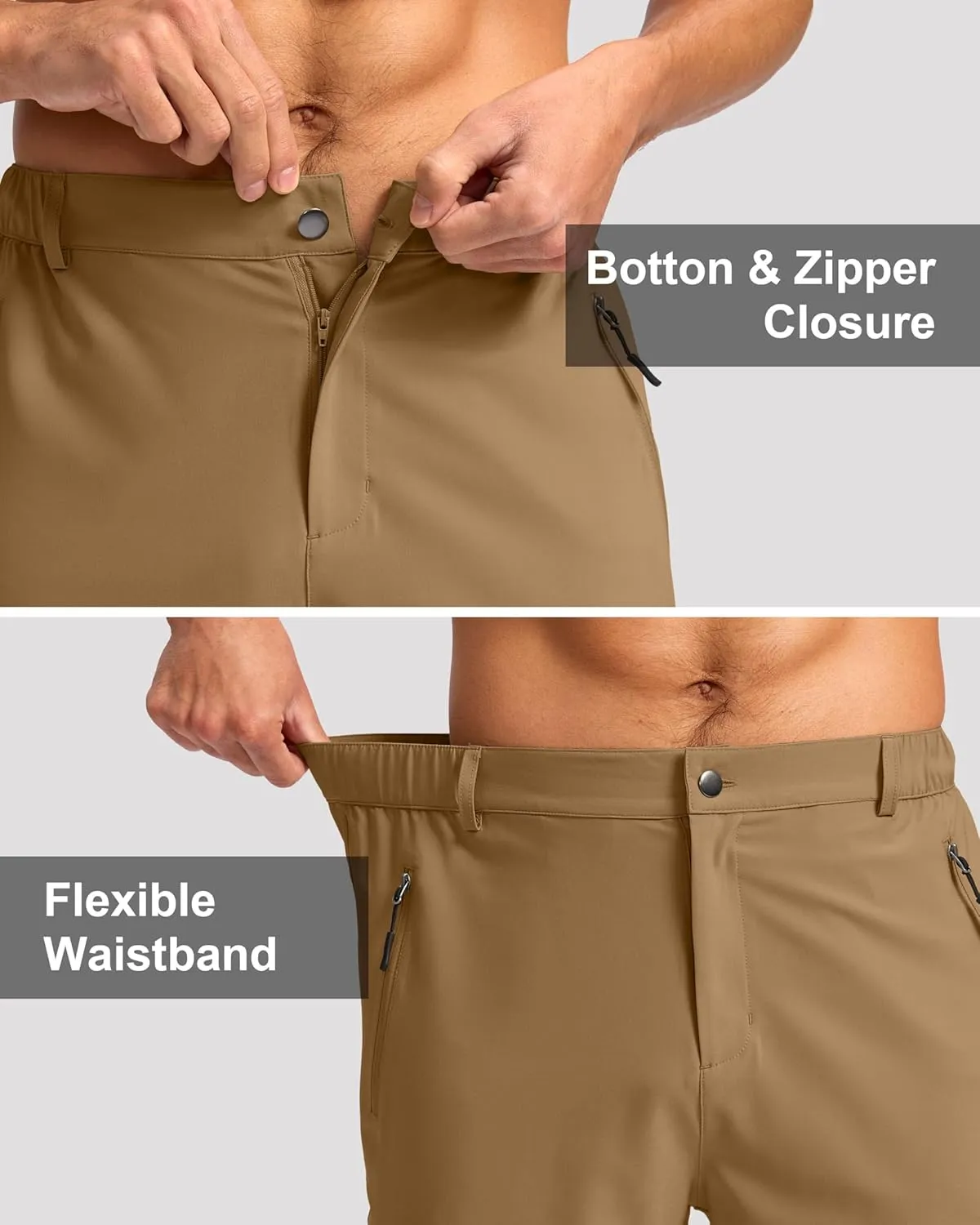 G Gradual Mens Hiking Cargo Shorts with 4 Zipper Pockets 9" Quick Dry Lightweight Casual Work Shorts for Men Golf Fishing