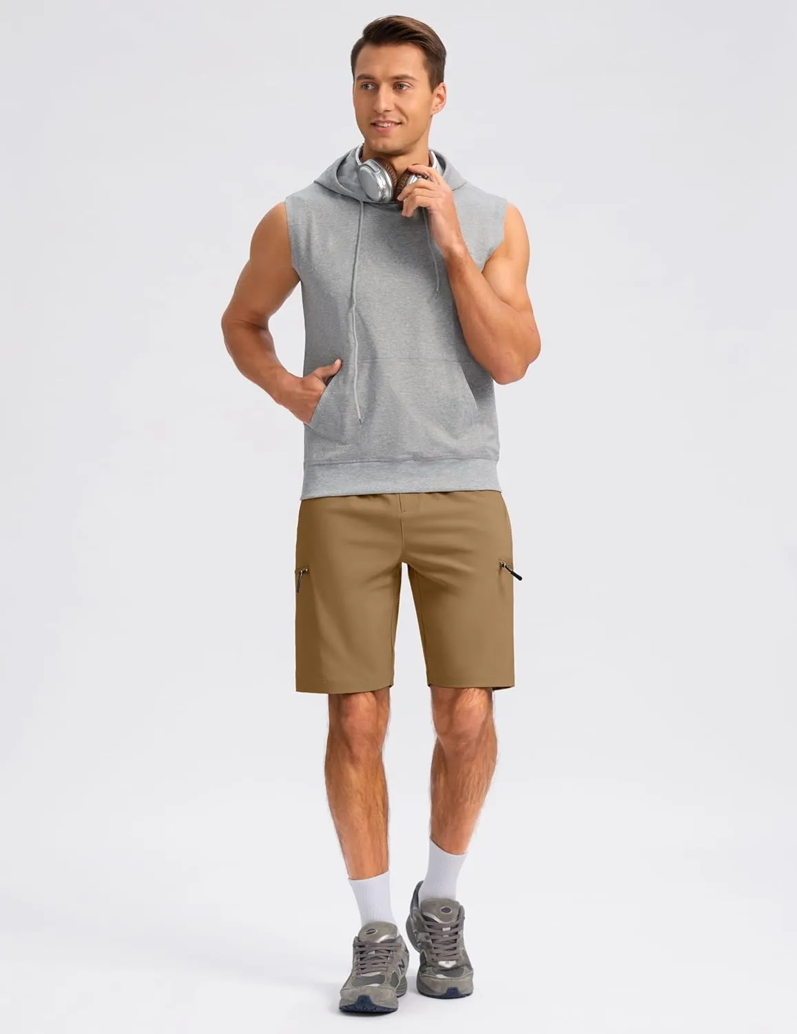 G Gradual Mens Hiking Cargo Shorts with 4 Zipper Pockets 9" Quick Dry Lightweight Casual Work Shorts for Men Golf Fishing