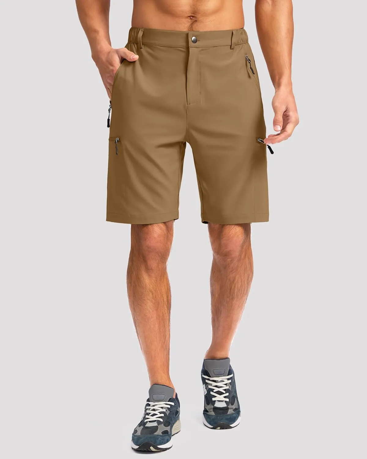 G Gradual Mens Hiking Cargo Shorts with 4 Zipper Pockets 9" Quick Dry Lightweight Casual Work Shorts for Men Golf Fishing
