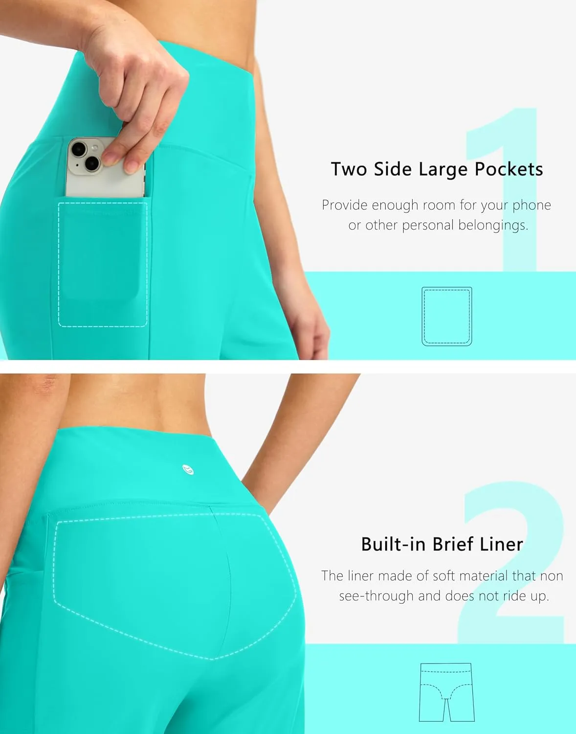 G Gradual Women's 11" Long Swim Board Shorts High Waisted Knee Length Beach Swimming Shorts for Women with Pockets Liner