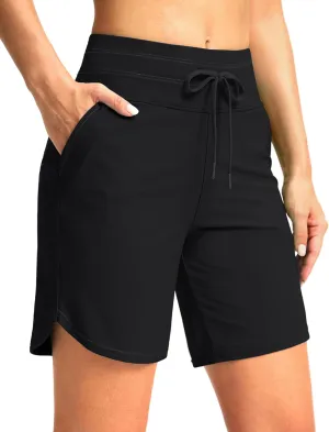 G Gradual Women's 7" High Waisted Swim Board Shorts with Pockets Quick Dry Beach Swimming Shorts for Women with Liner