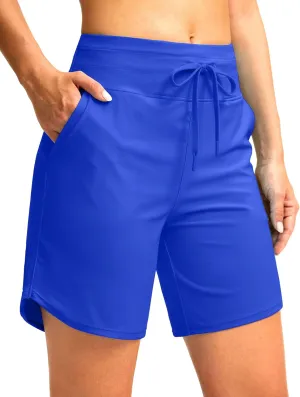 G Gradual Women's 7" High Waisted Swim Board Shorts with Pockets Quick Dry Beach Swimming Shorts for Women with Liner