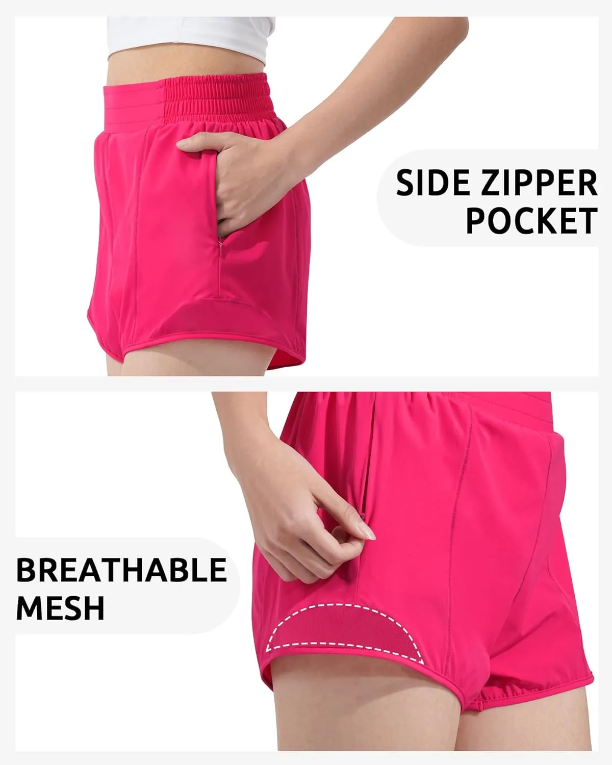 Girls Athletic Shorts with Liner Quick Dry Running Soccer Shorts with Zip Pockets for Kids Active Sports Volleyball