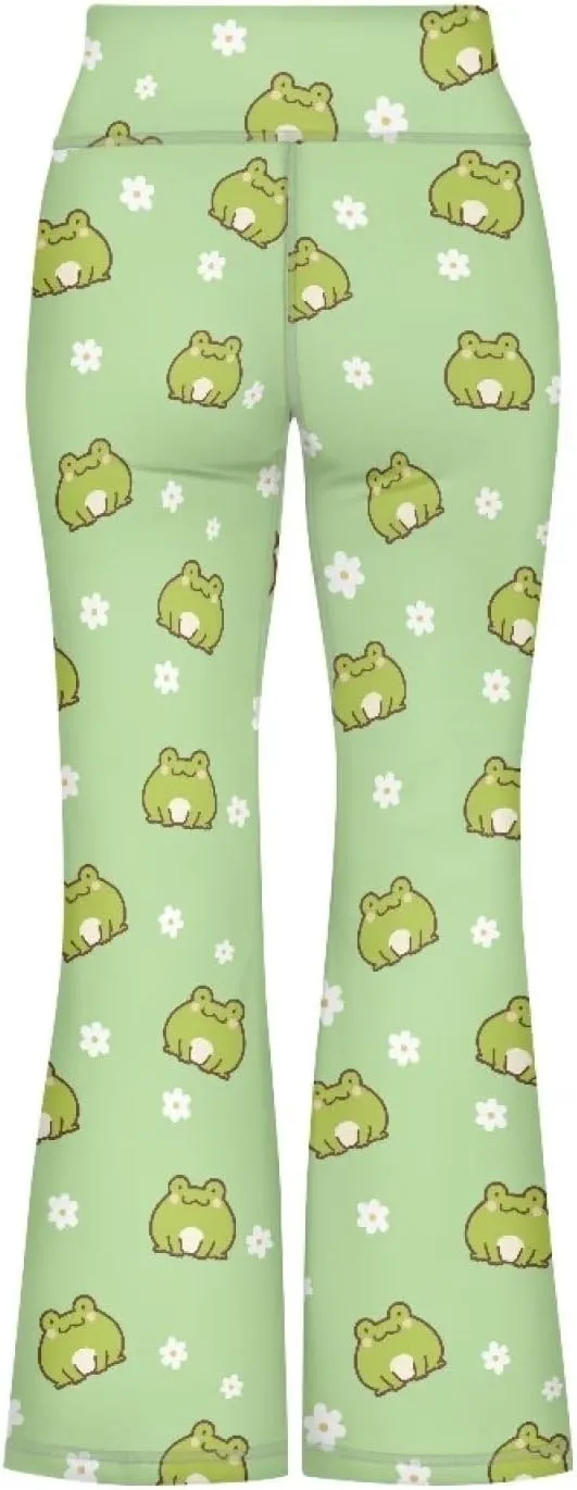 Girls Leggings Floral Print High-Waisted Flared Pants 5-14 Years