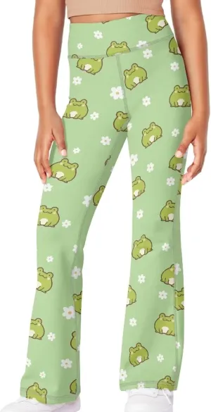 Girls Leggings Floral Print High-Waisted Flared Pants 5-14 Years