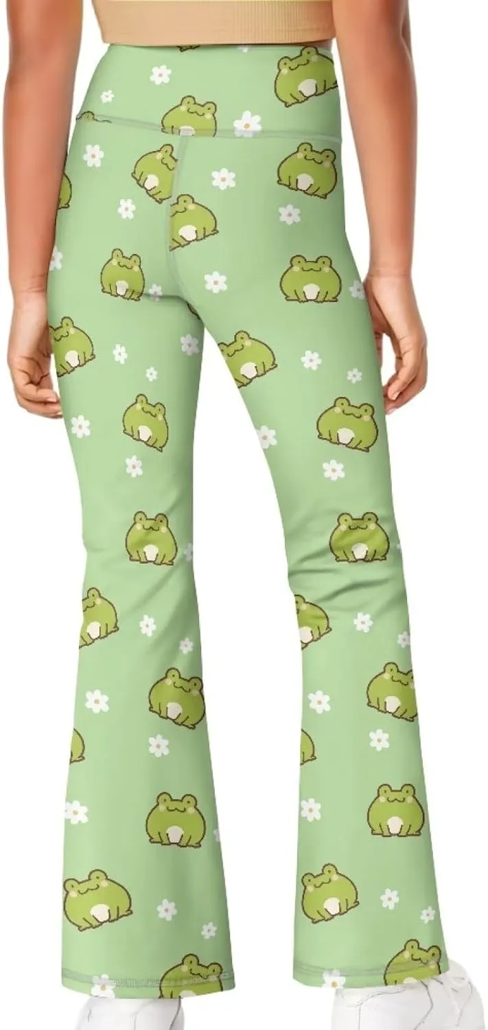 Girls Leggings Floral Print High-Waisted Flared Pants 5-14 Years