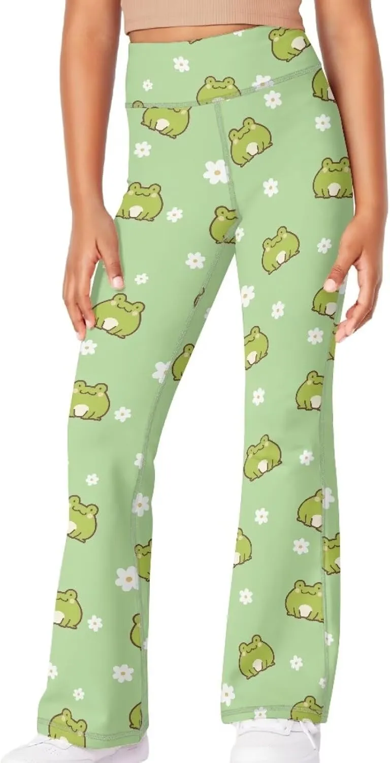 Girls Leggings Floral Print High-Waisted Flared Pants 5-14 Years