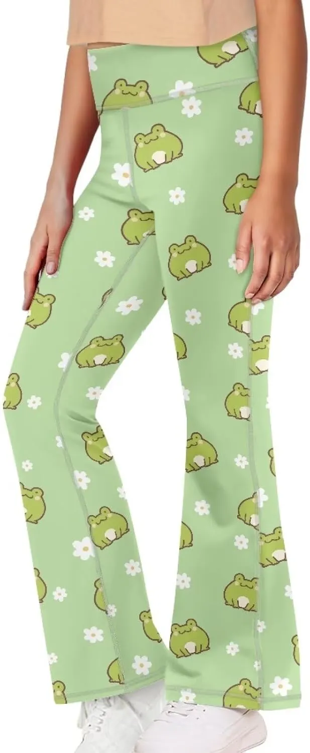 Girls Leggings Floral Print High-Waisted Flared Pants 5-14 Years