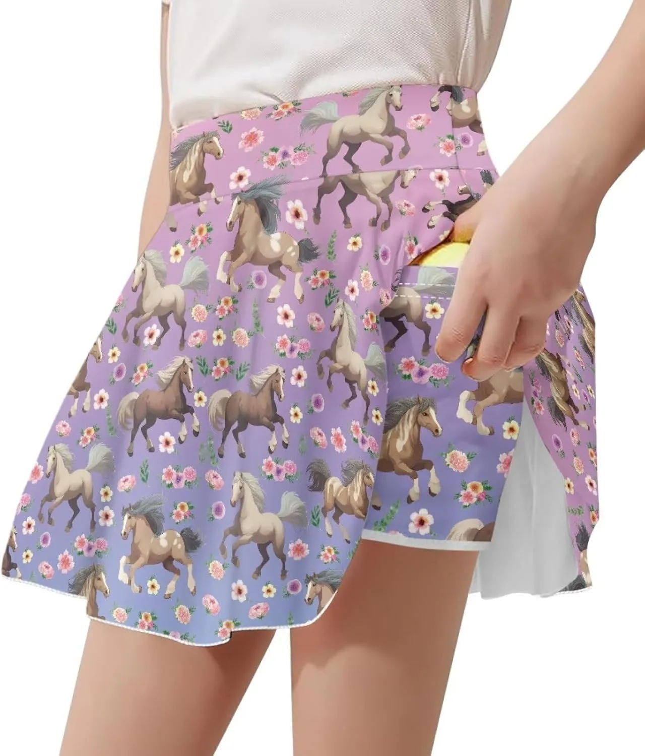 Girls' Sport Skirts 2-in-1 Tennis Running Skorts with Built-in Shorts Quickly Dry and Breathable