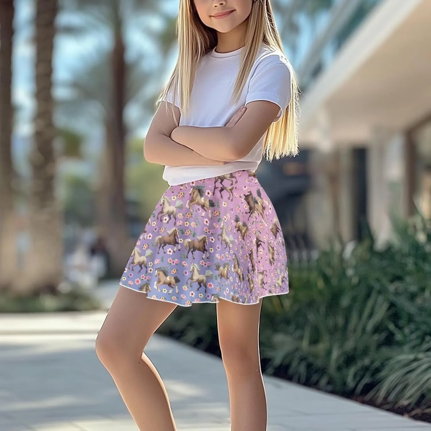 Girls' Sport Skirts 2-in-1 Tennis Running Skorts with Built-in Shorts Quickly Dry and Breathable