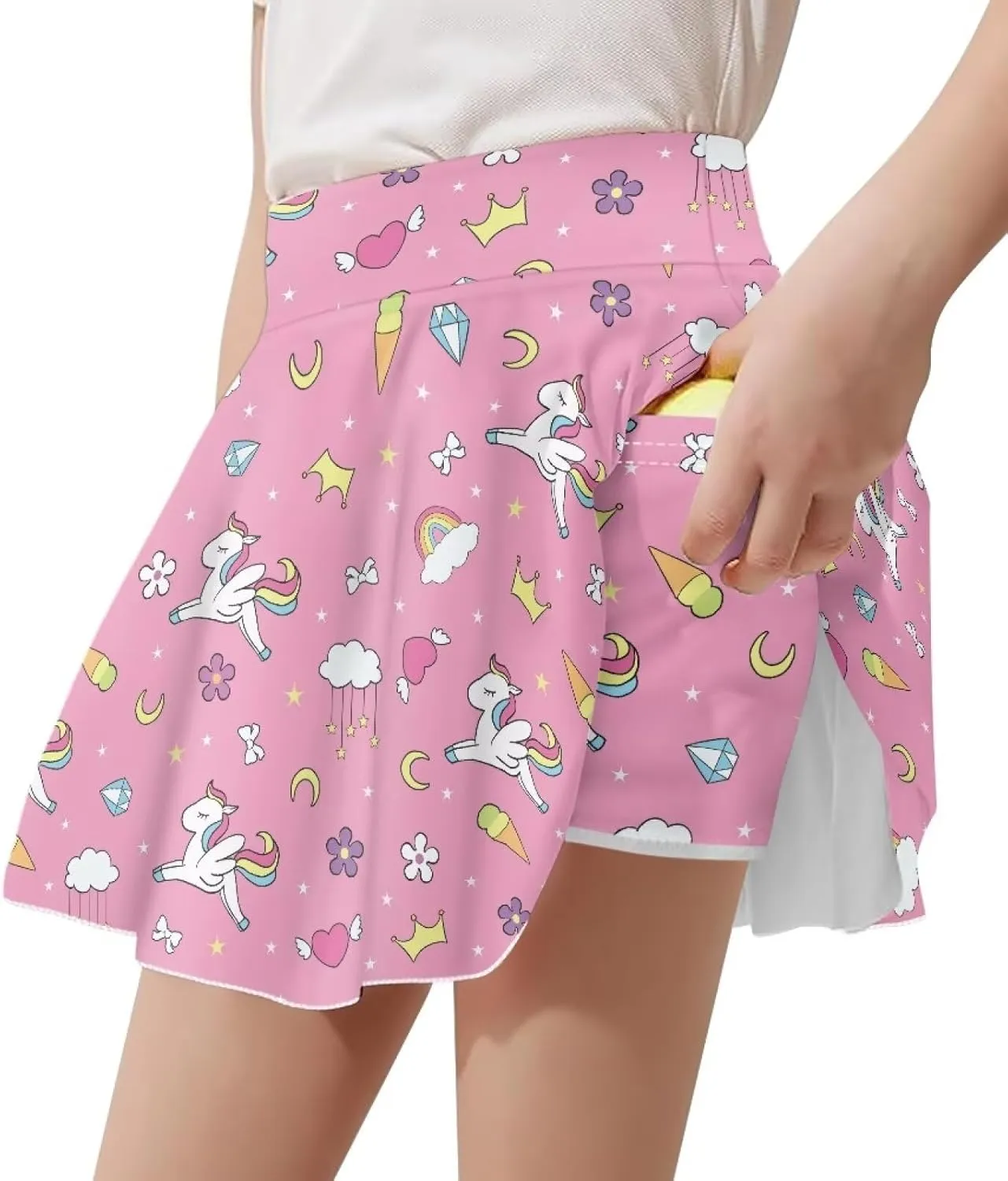 Girls' Sport Skirts 2-in-1 Tennis Running Skorts with Built-in Shorts Quickly Dry and Breathable