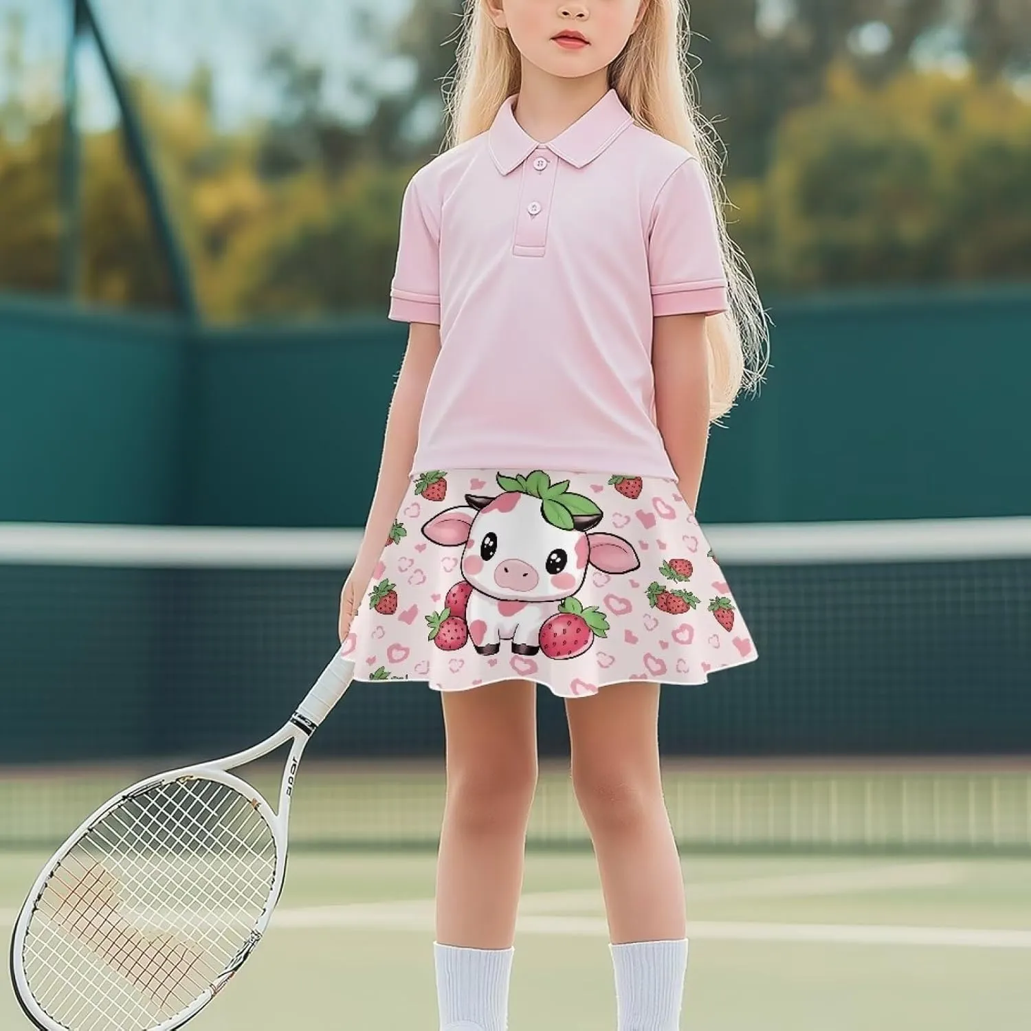 Girls' Sport Skirts 2-in-1 Tennis Running Skorts with Built-in Shorts Quickly Dry and Breathable