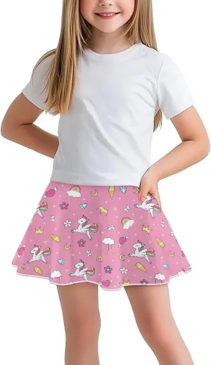 Girls' Sport Skirts 2-in-1 Tennis Running Skorts with Built-in Shorts Quickly Dry and Breathable