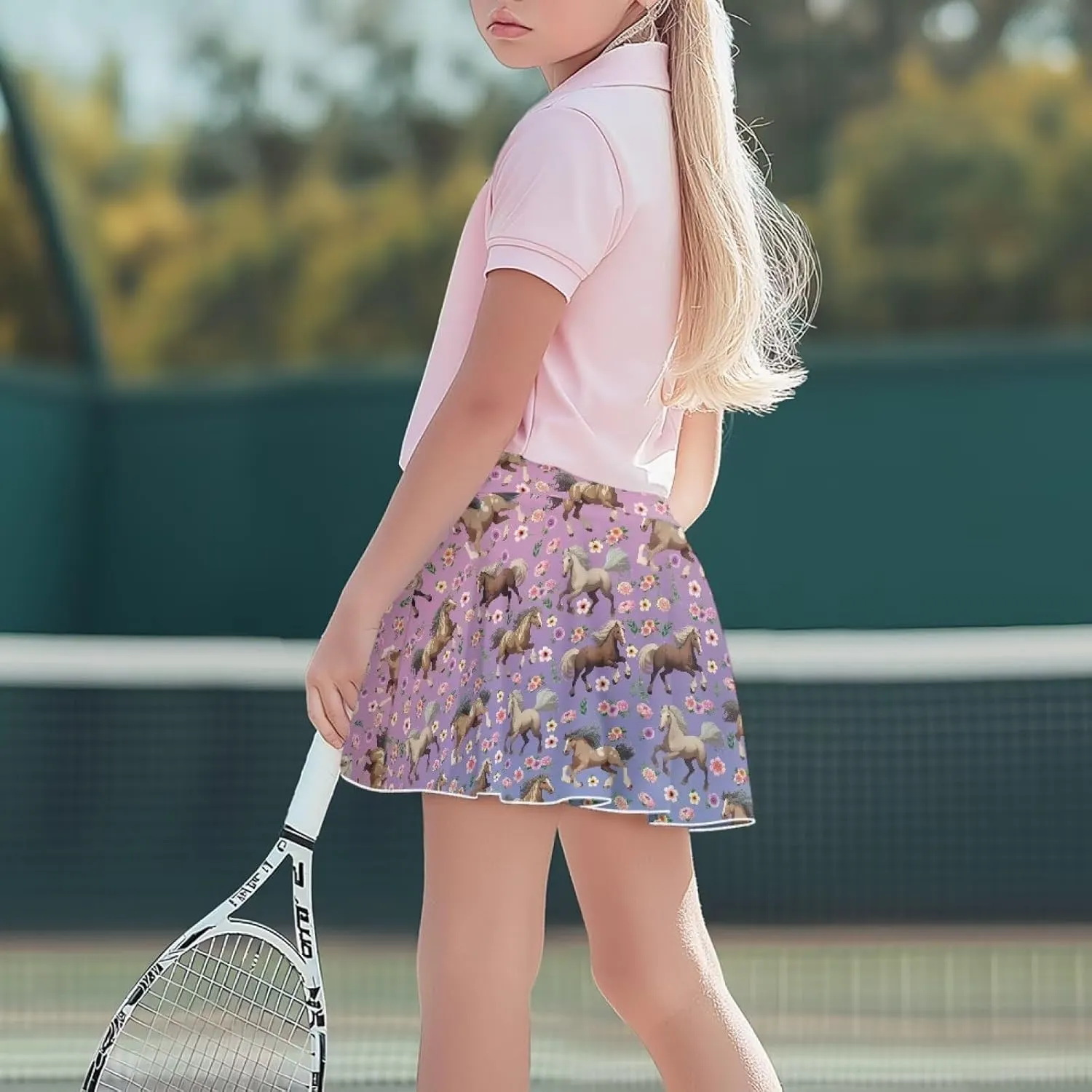 Girls' Sport Skirts 2-in-1 Tennis Running Skorts with Built-in Shorts Quickly Dry and Breathable
