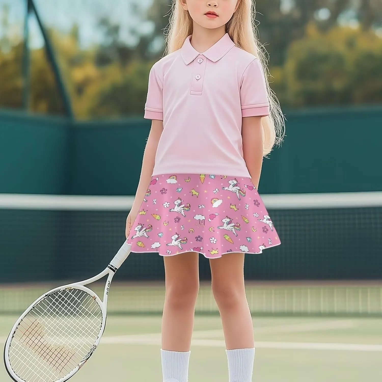 Girls' Sport Skirts 2-in-1 Tennis Running Skorts with Built-in Shorts Quickly Dry and Breathable