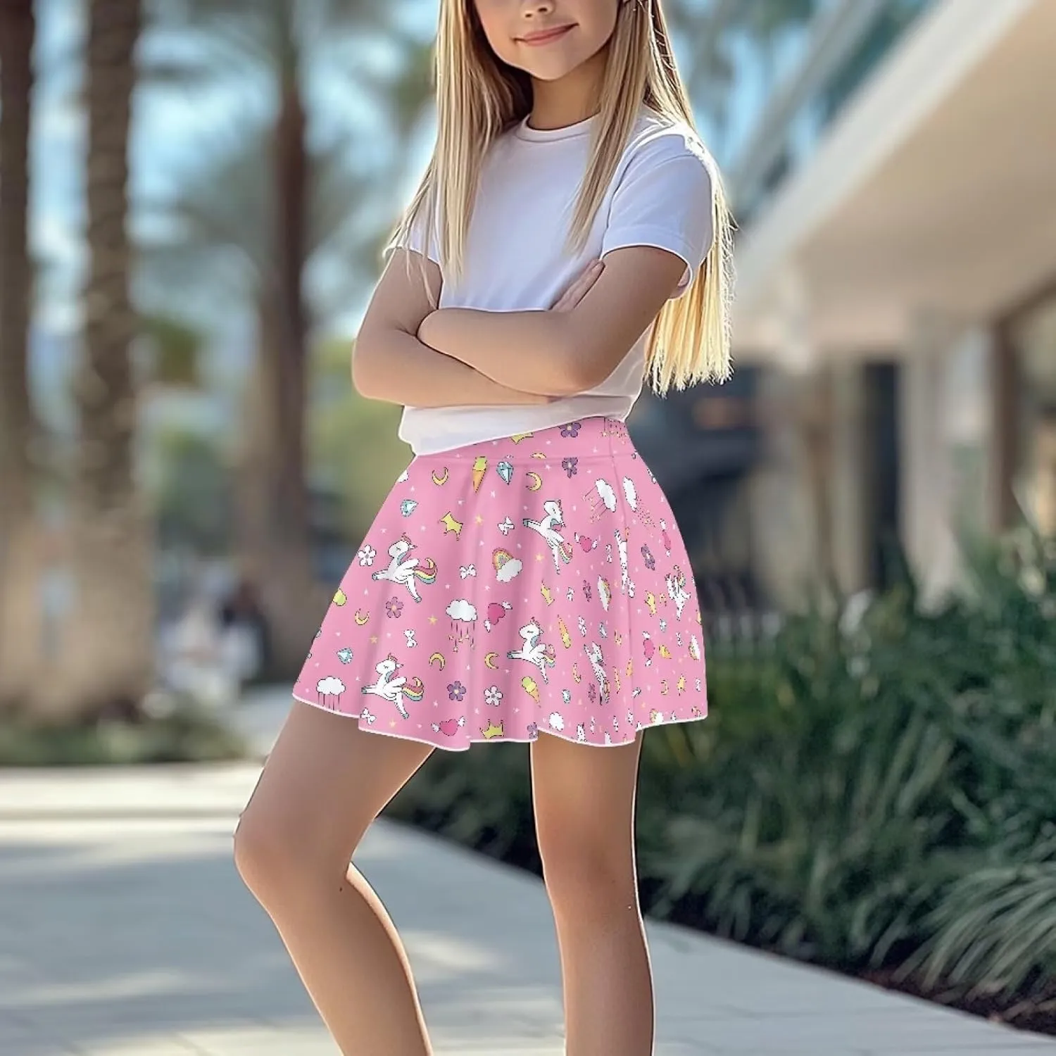 Girls' Sport Skirts 2-in-1 Tennis Running Skorts with Built-in Shorts Quickly Dry and Breathable