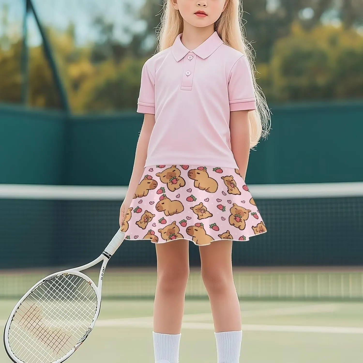 Girls' Sport Skirts 2-in-1 Tennis Running Skorts with Built-in Shorts Quickly Dry and Breathable